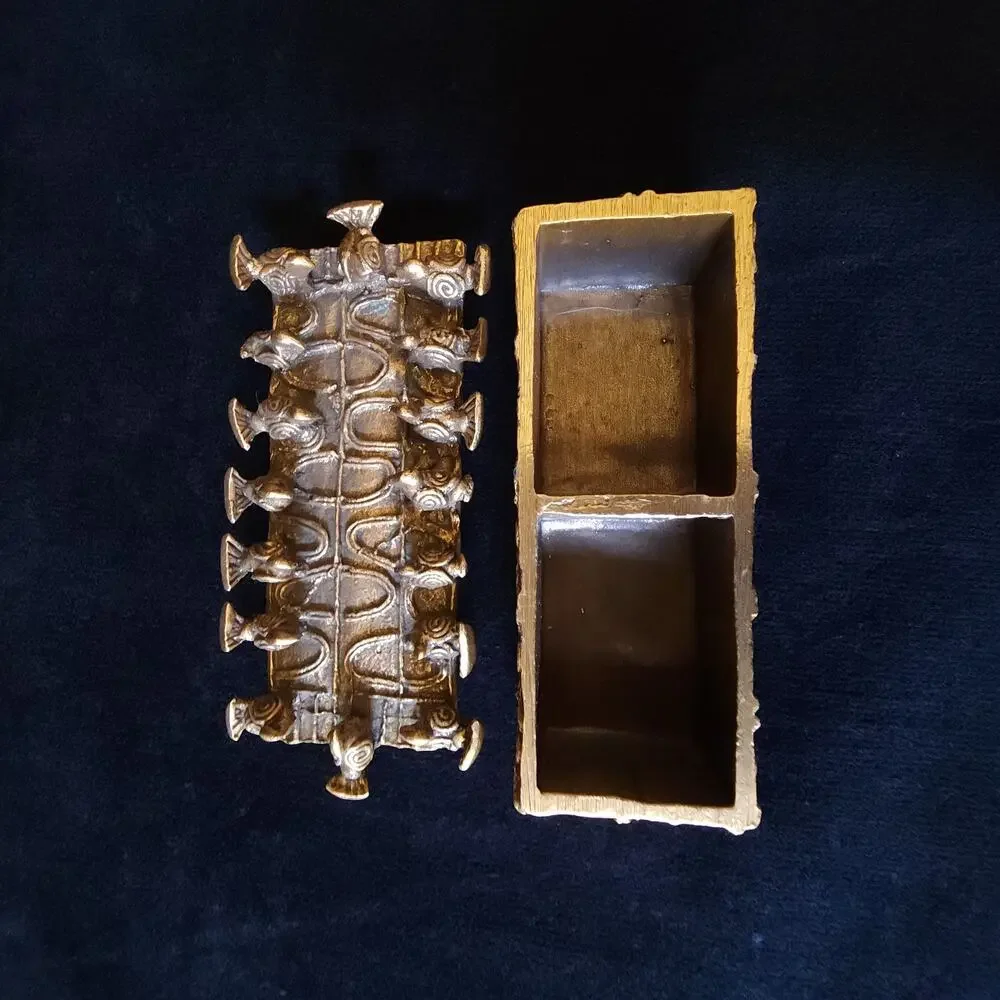 Vintage 1989 MMA Asante Gold Dust Box Brass Metropolitan Museum of Art Ashanti